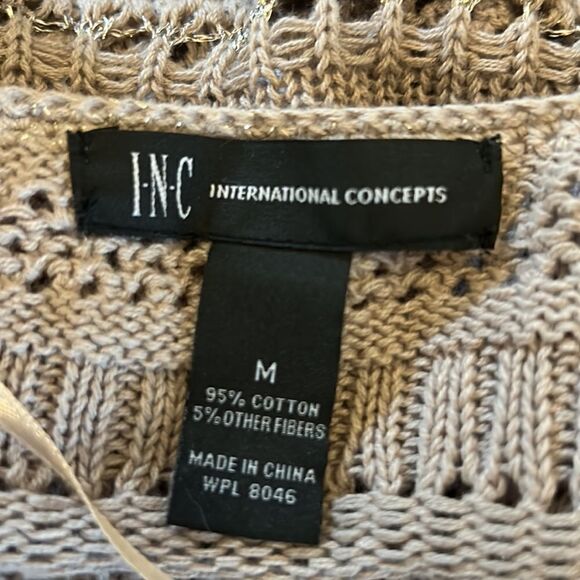 INC International Concepts brown cutout shimmery short sleeve sweater Size M - Picture 6 of 7